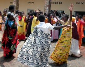 The women shared testimonies of survival, danced together, and met in smaller circles to define together principles of sustainable peace. Photo by Patricia Smith Melton.